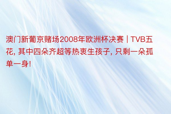 澳门新葡京赌场2008年欧洲杯决赛 | TVB五花, 其中四朵齐超等热衷生孩子, 只剩一朵孤单一身!