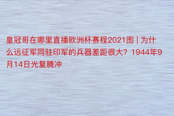 皇冠哥在哪里直播欧洲杯赛程2021图 | 为什么远征军同驻印军的兵器差距很大？1944年9月14日光复腾冲