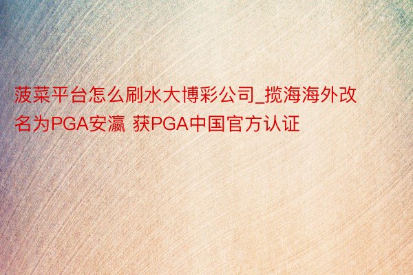 菠菜平台怎么刷水大博彩公司_揽海海外改名为PGA安瀛 获PGA中国官方认证